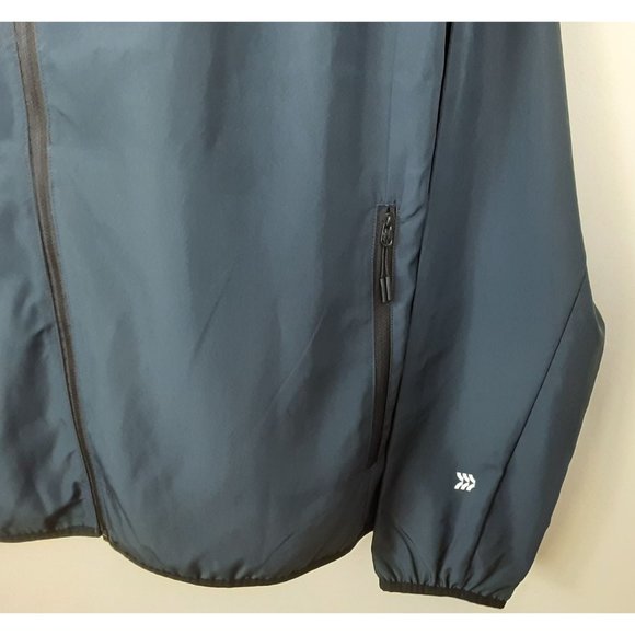 All In Motion Men Jacket Size Large Hooded Blue Lightweight Water Repellent Zip - Picture 4 of 9